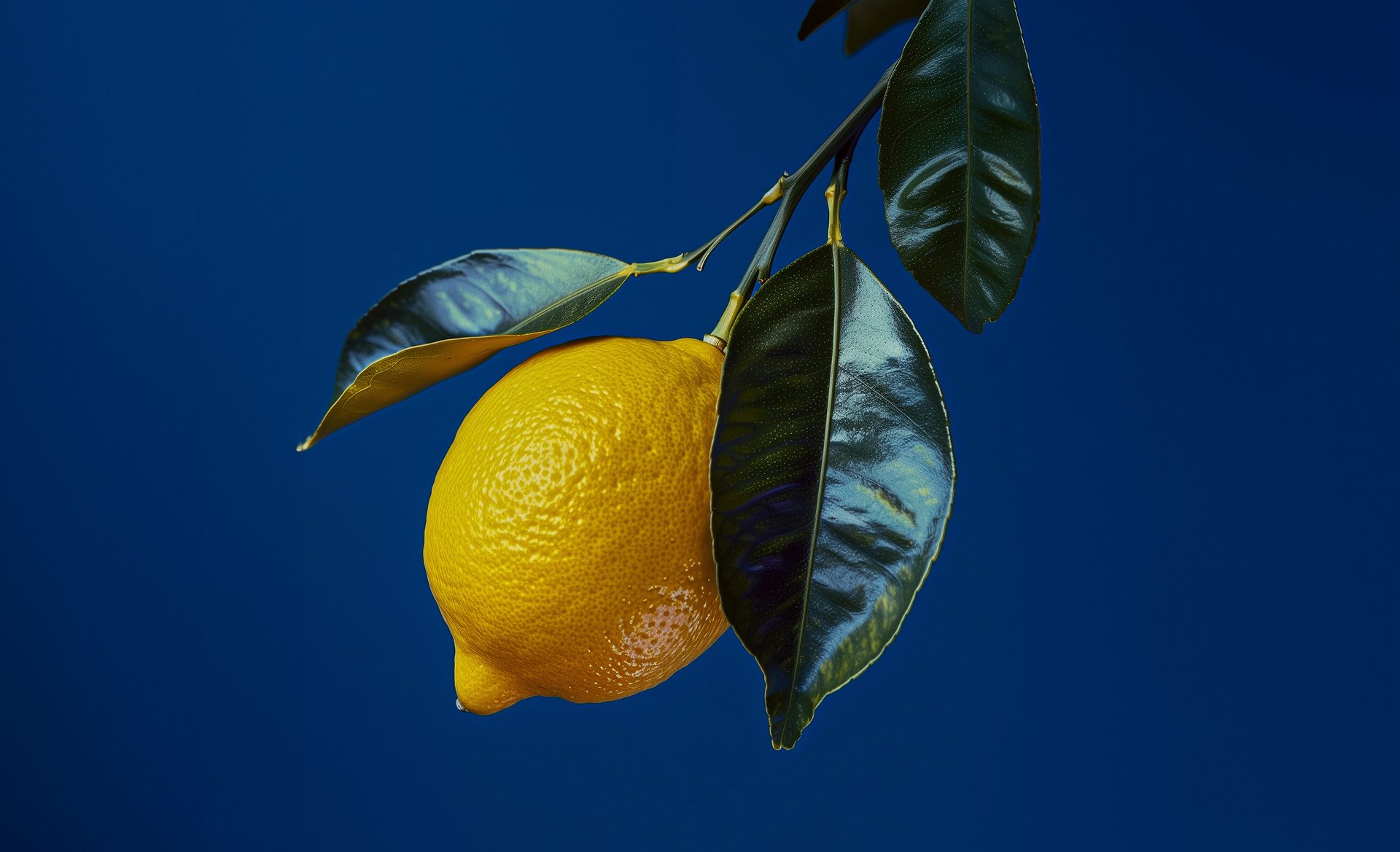 blue background lemon