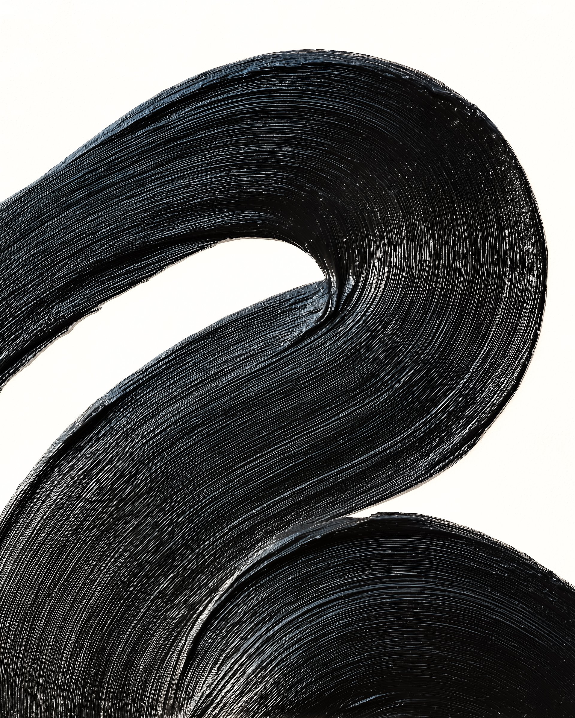 Thick black oil paint strokes