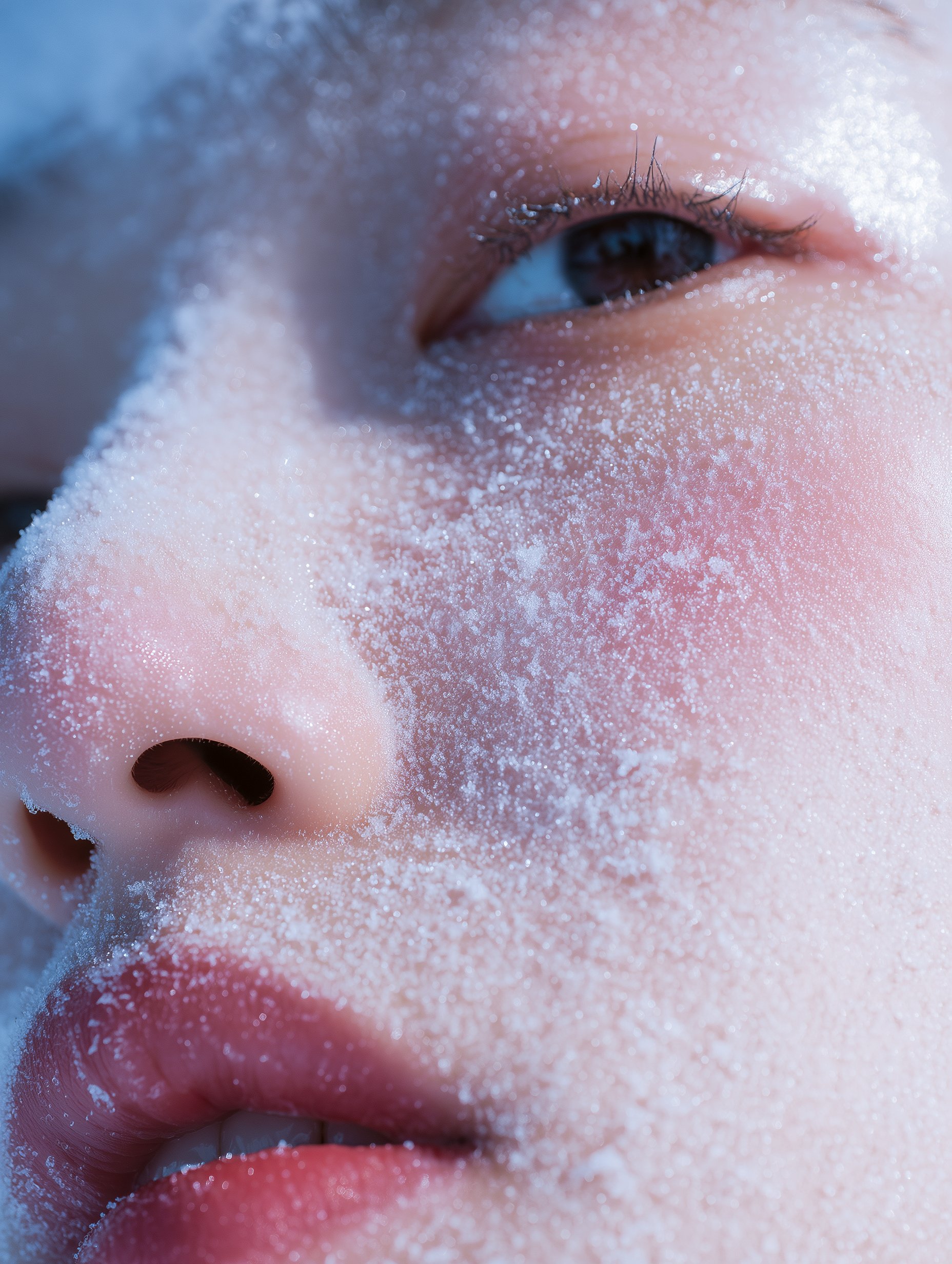 Frost-covered face