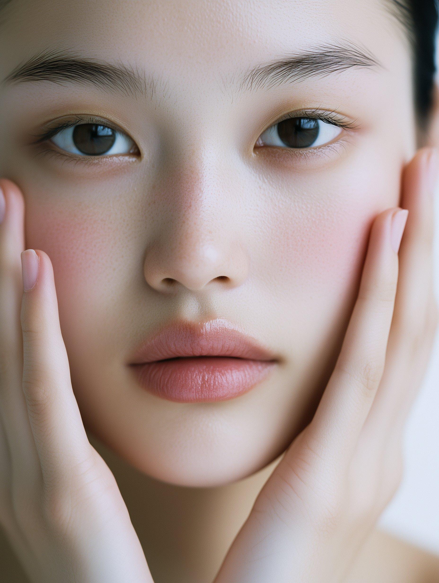 Gentle hands on cheeks