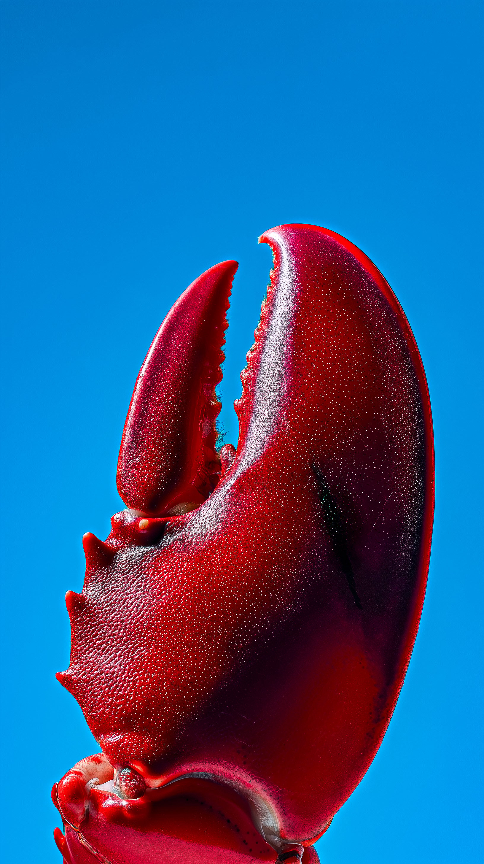 Lobster claw against blue