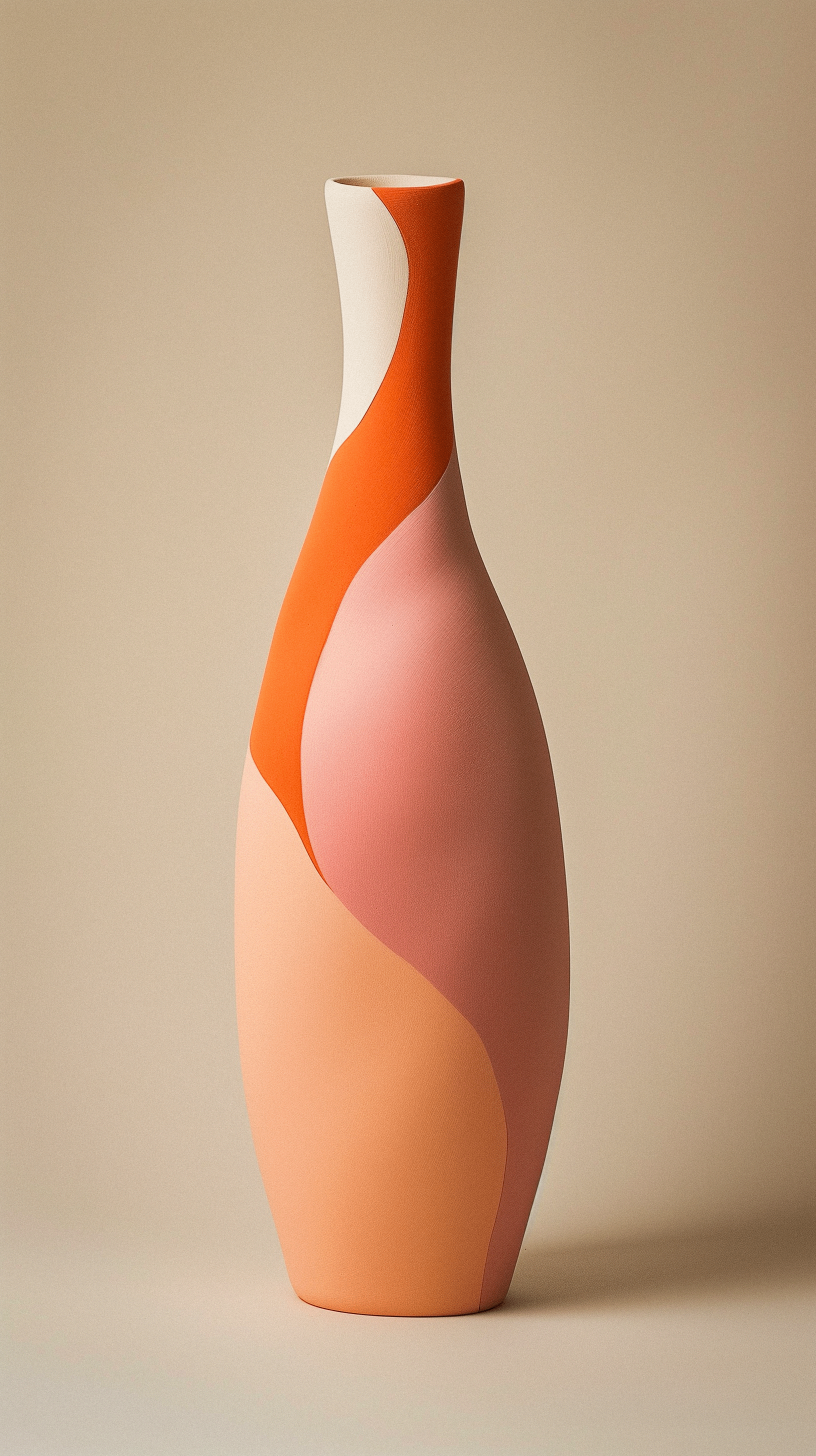 Orange and pink clay vase