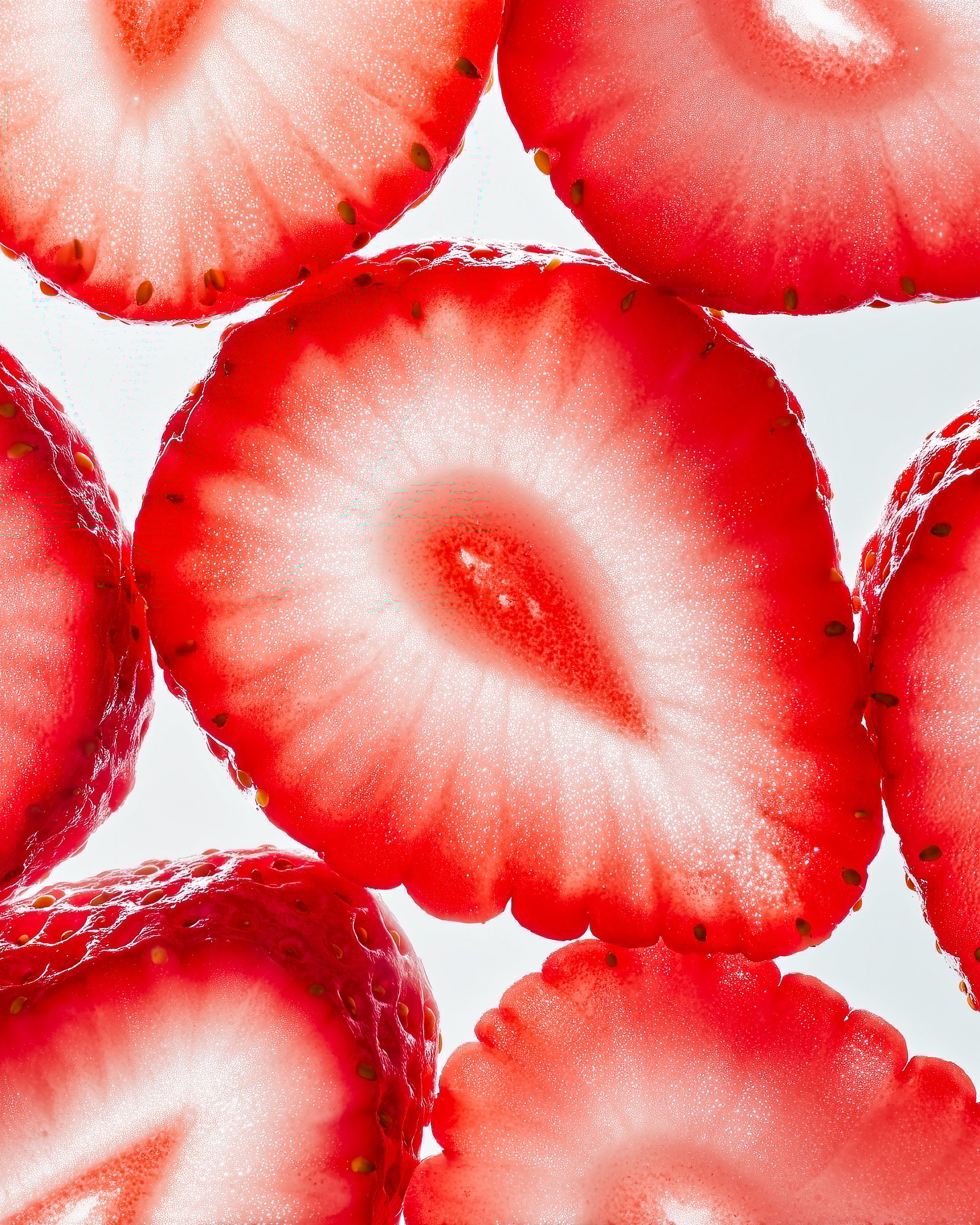 Sliced Strawberries Macro Pattern