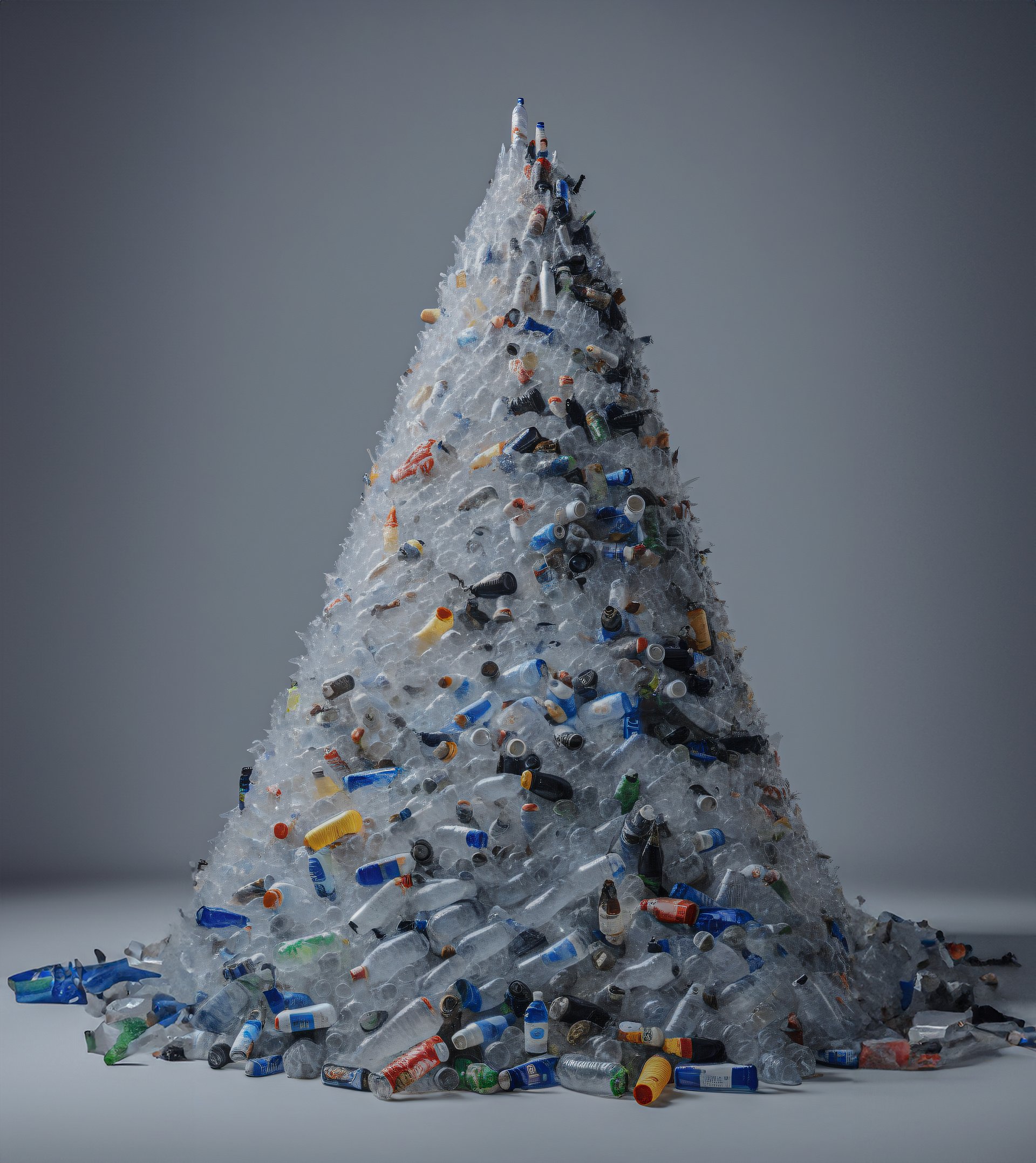 a plastic garbage mountain