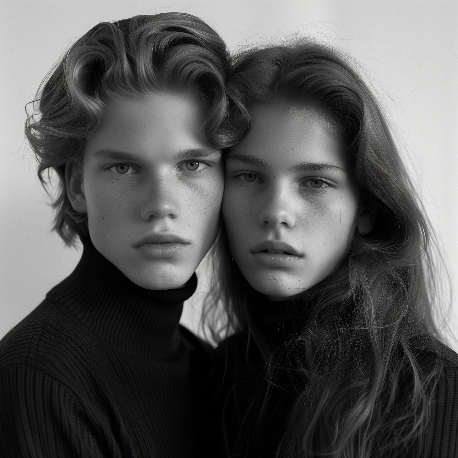 male and female twin fashion models