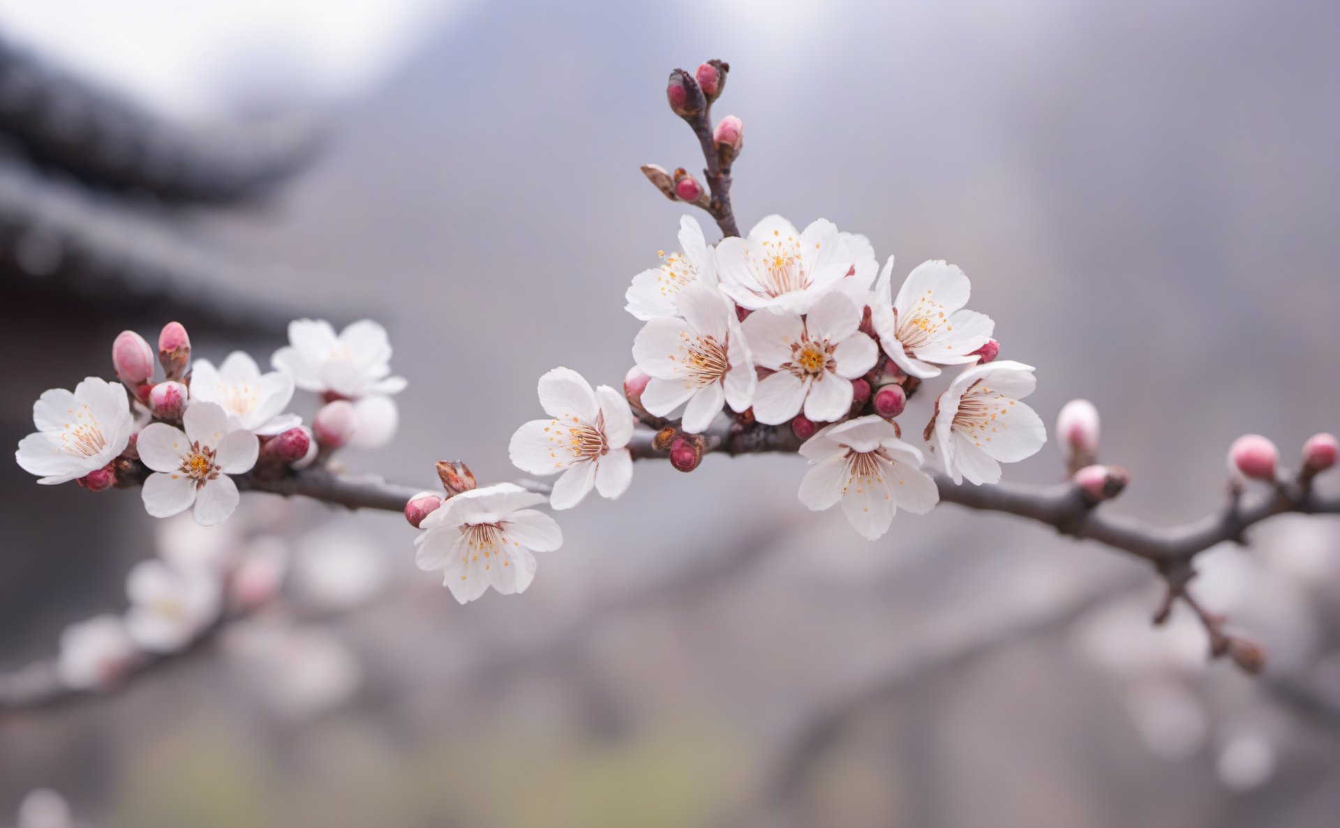close up of plum blossoms