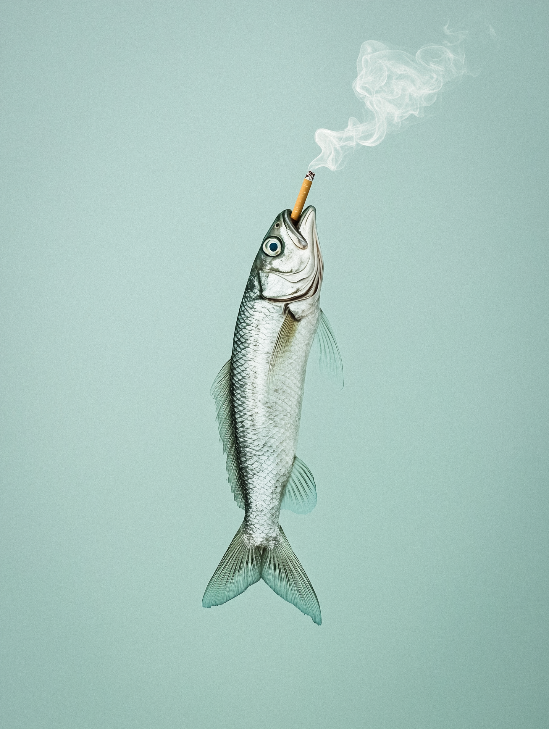 Fish Smoking a Cigarette
