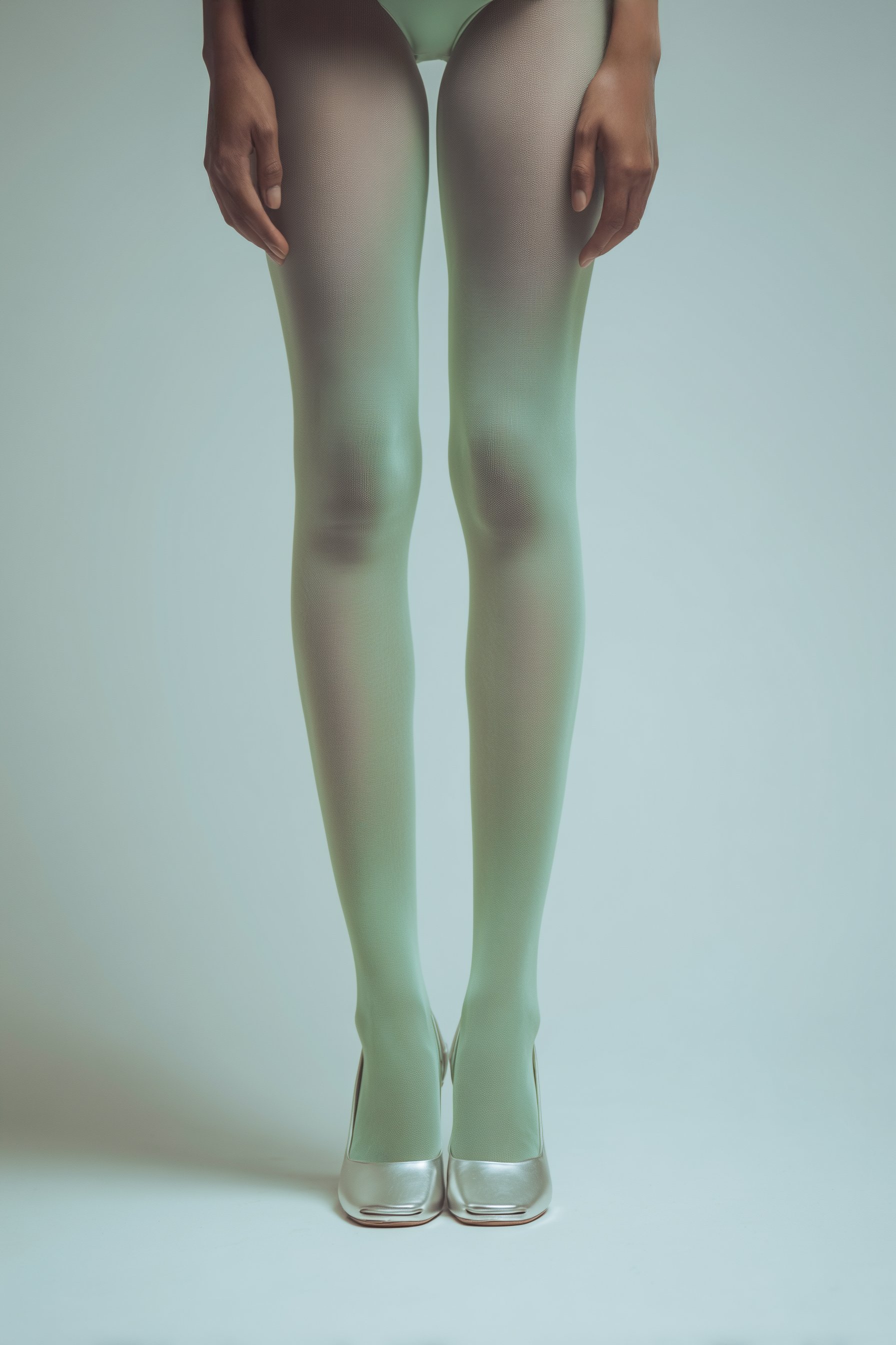 Mint tights silver heels