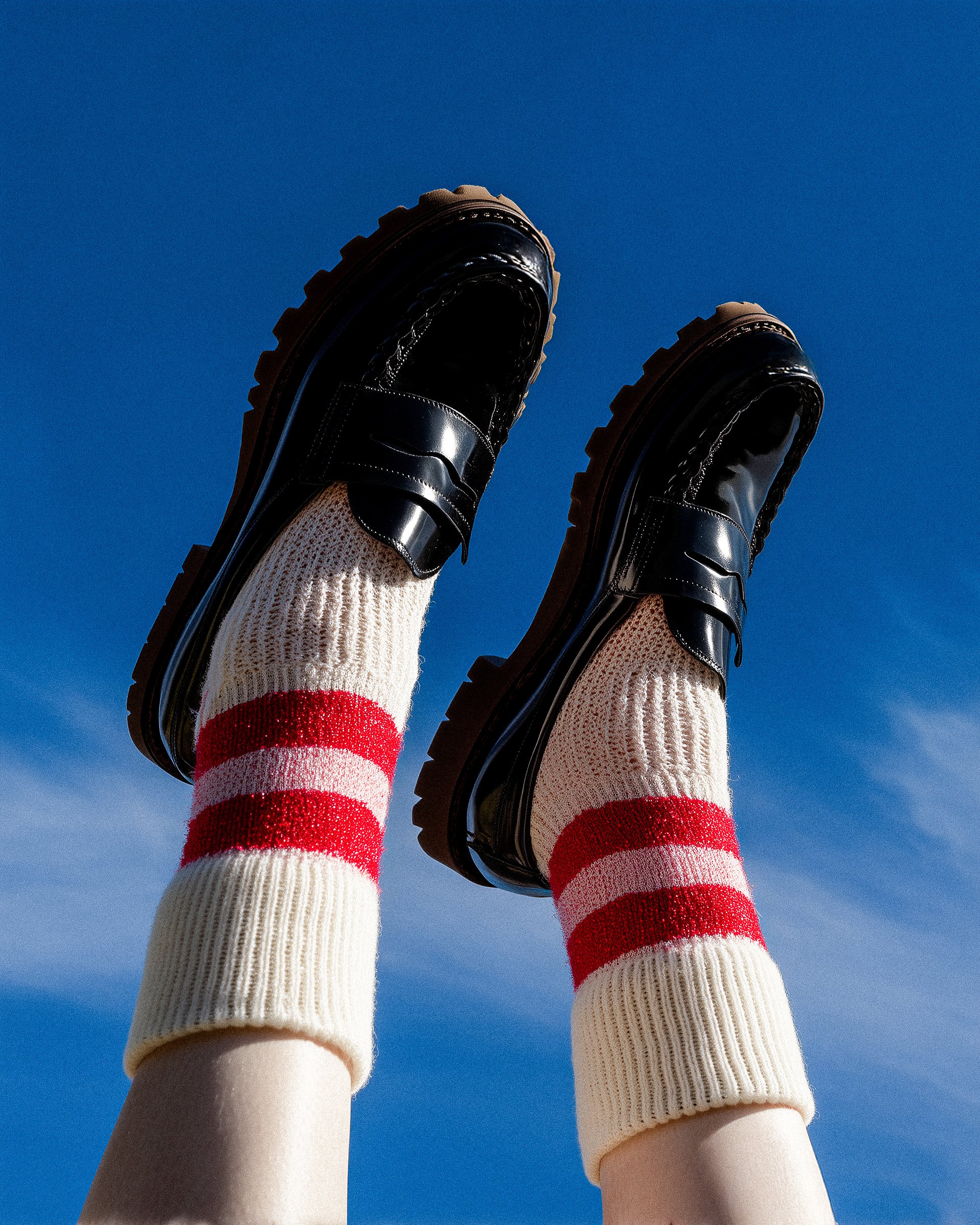 Striped socks skyward shoes