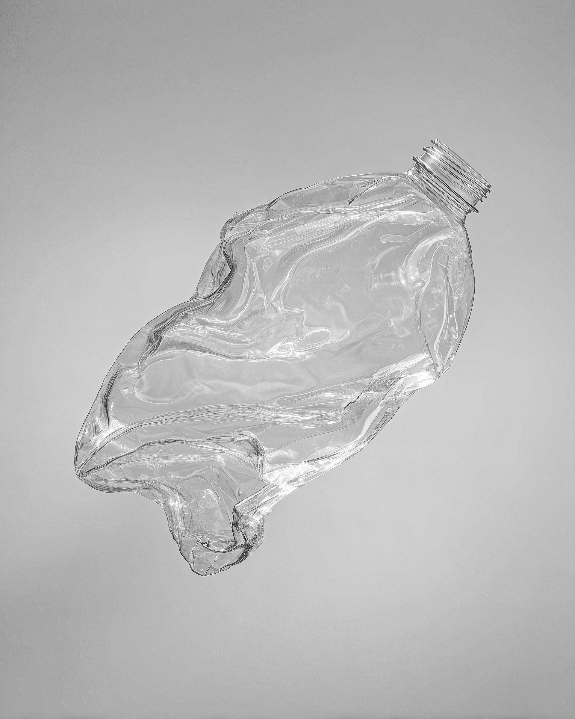 Crumpled plastic bottle