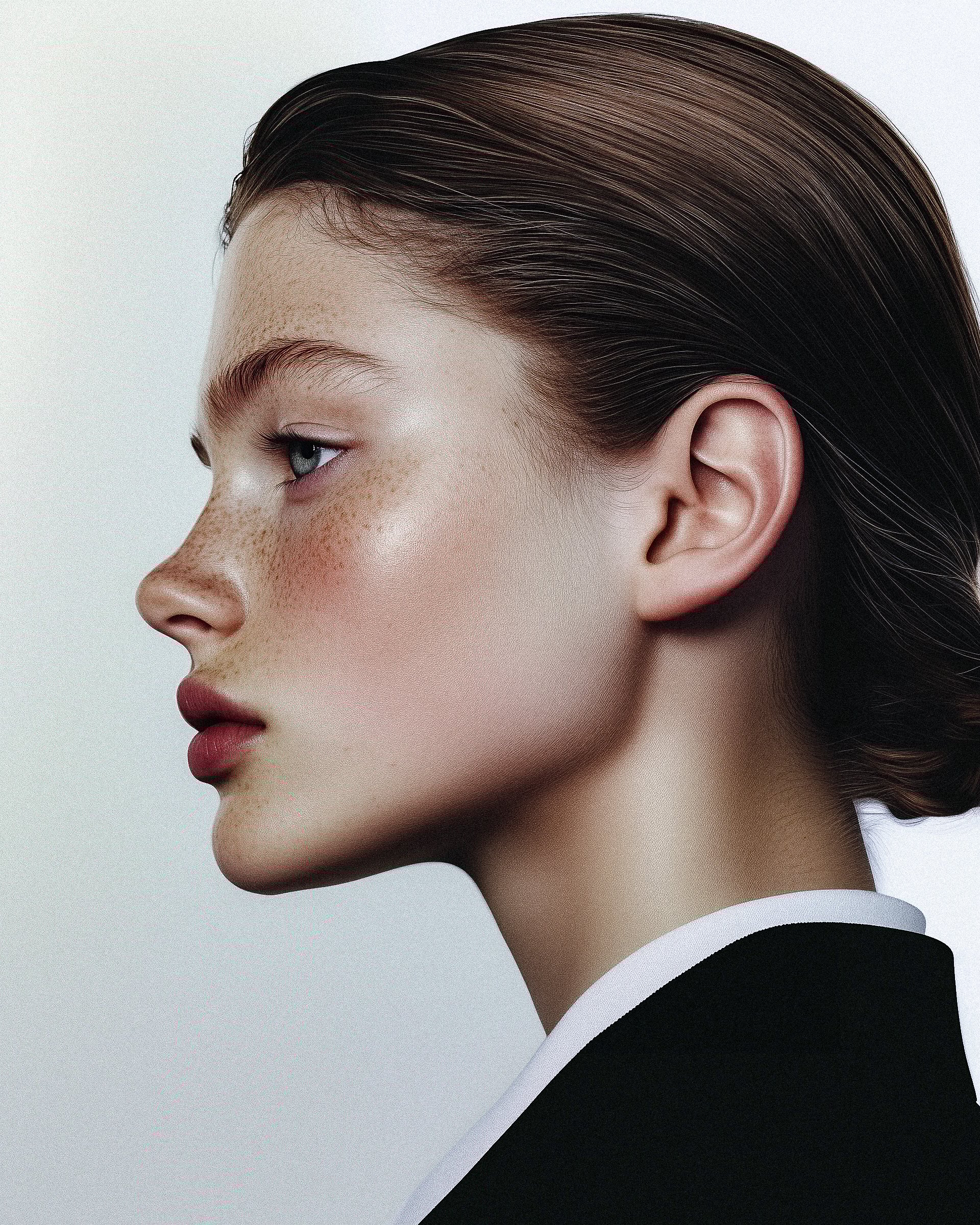 Profile of Freckled Woman