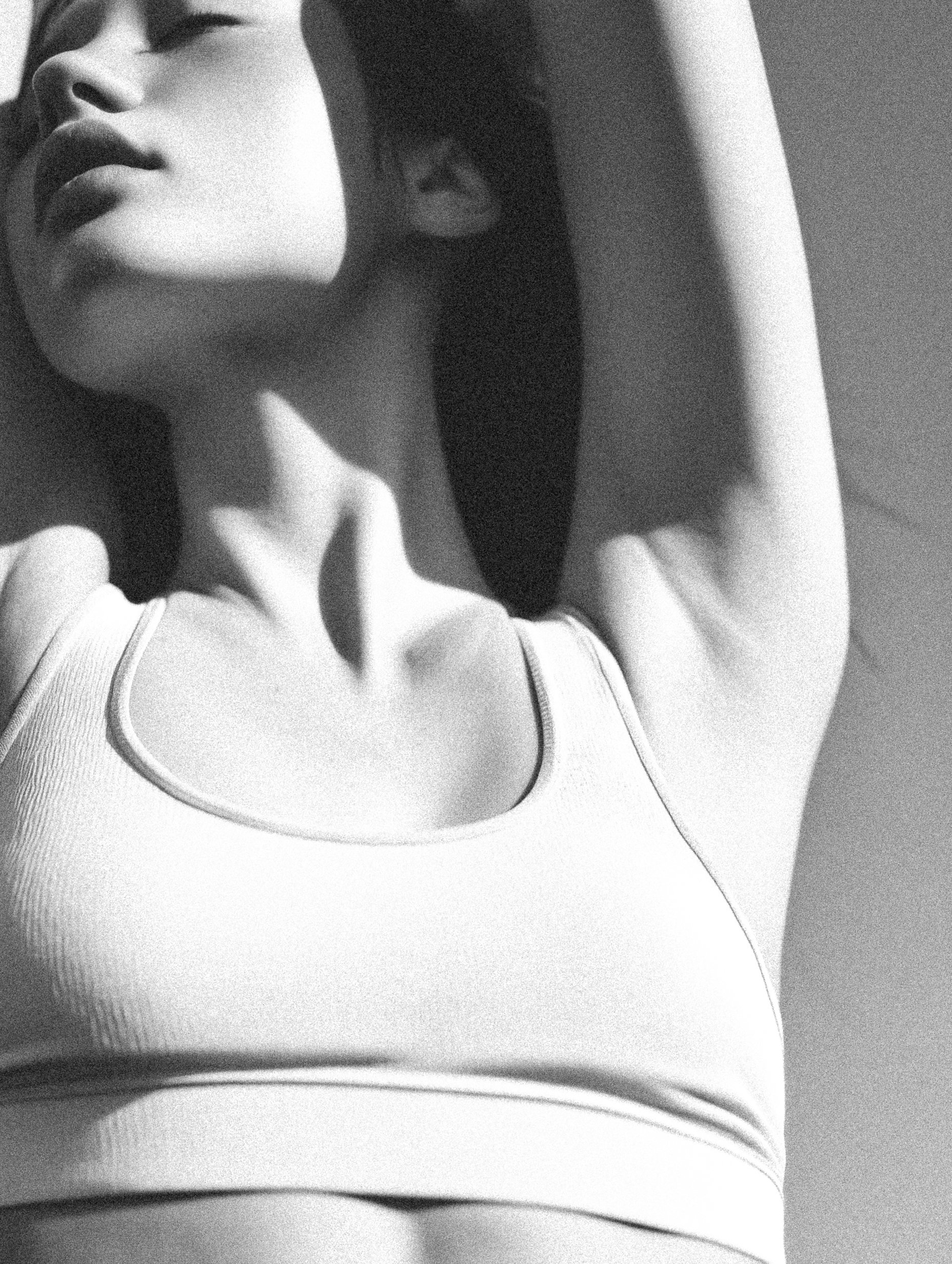 Serene black-and-white portrait