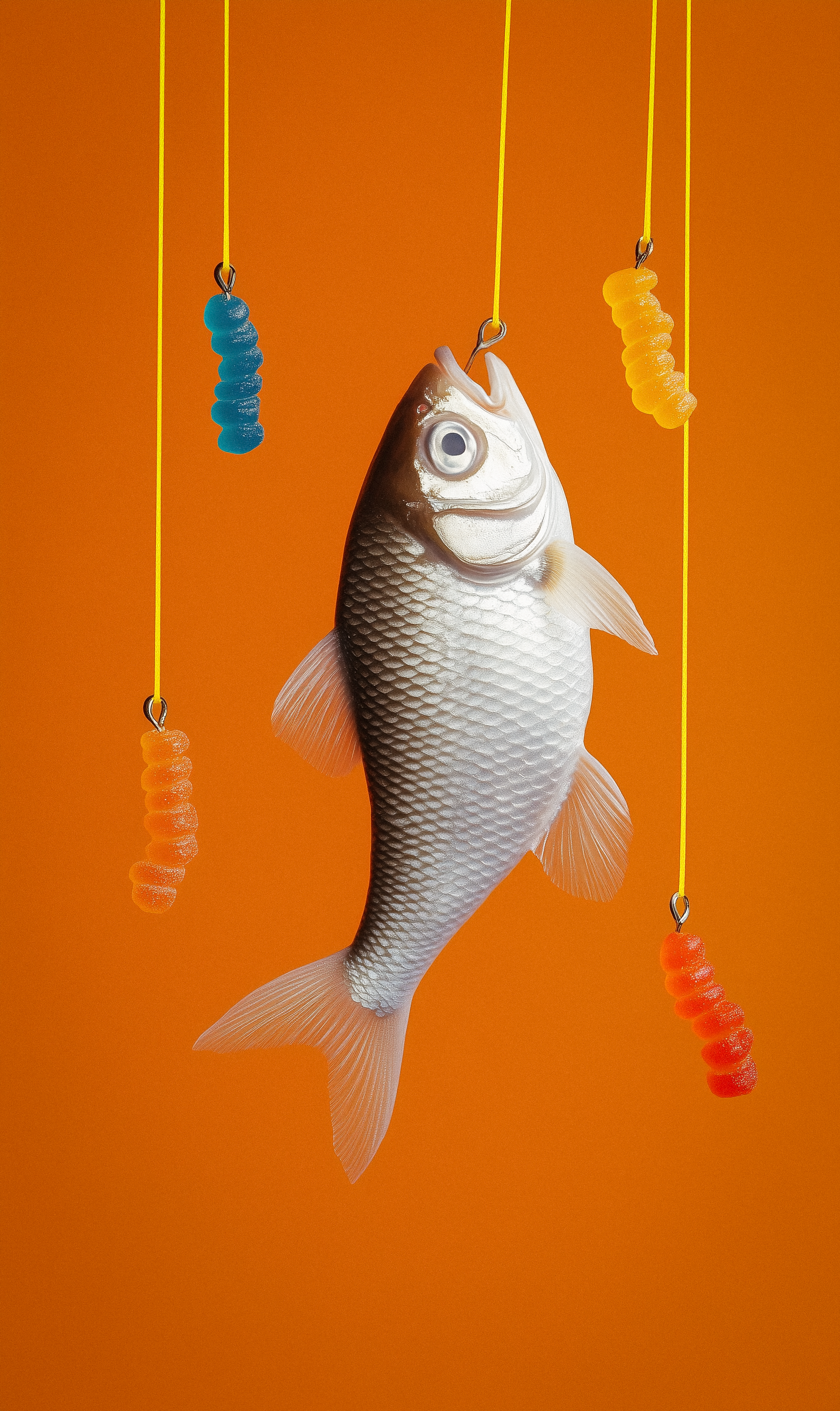 fish with gummy worms