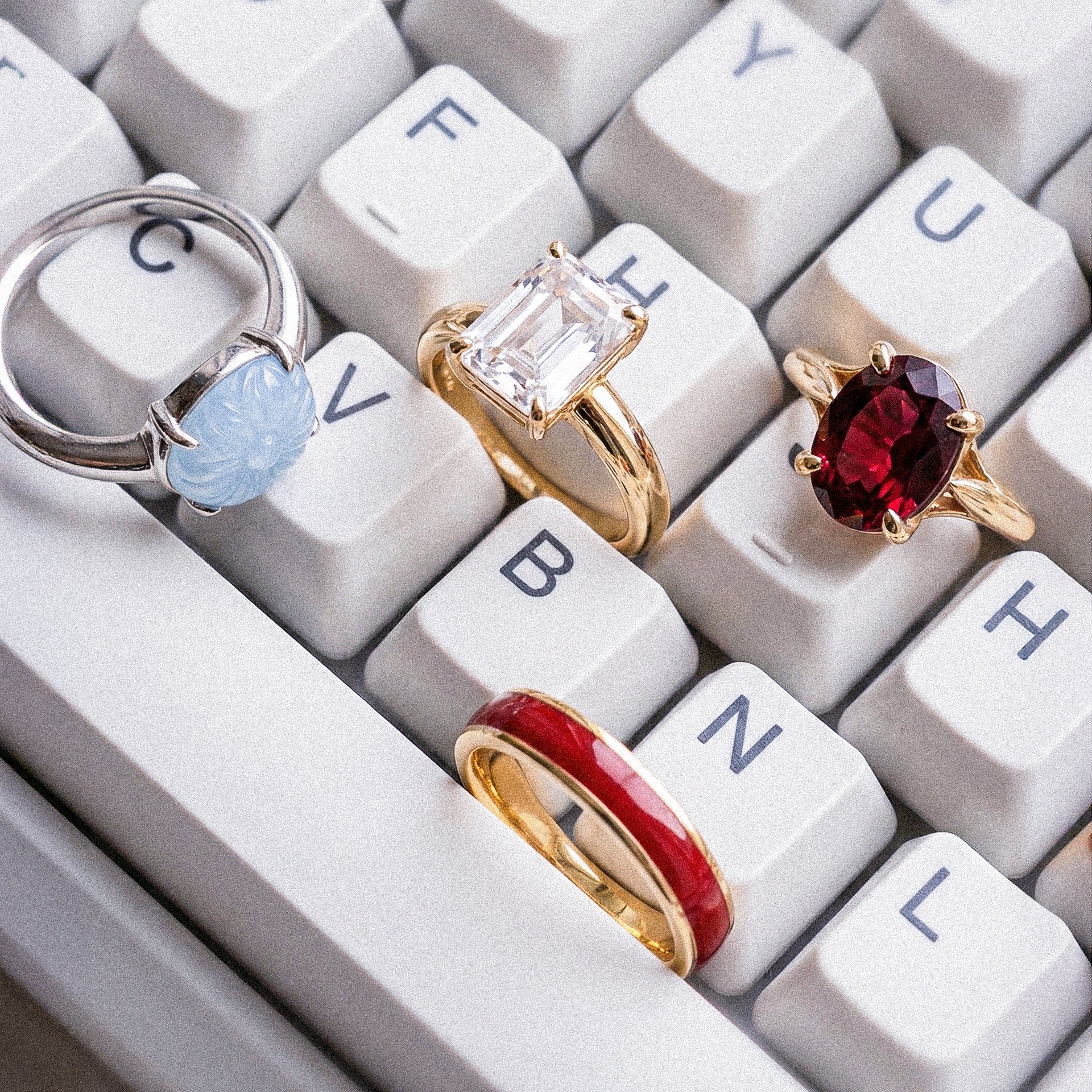Luxury Rings On Keyboard