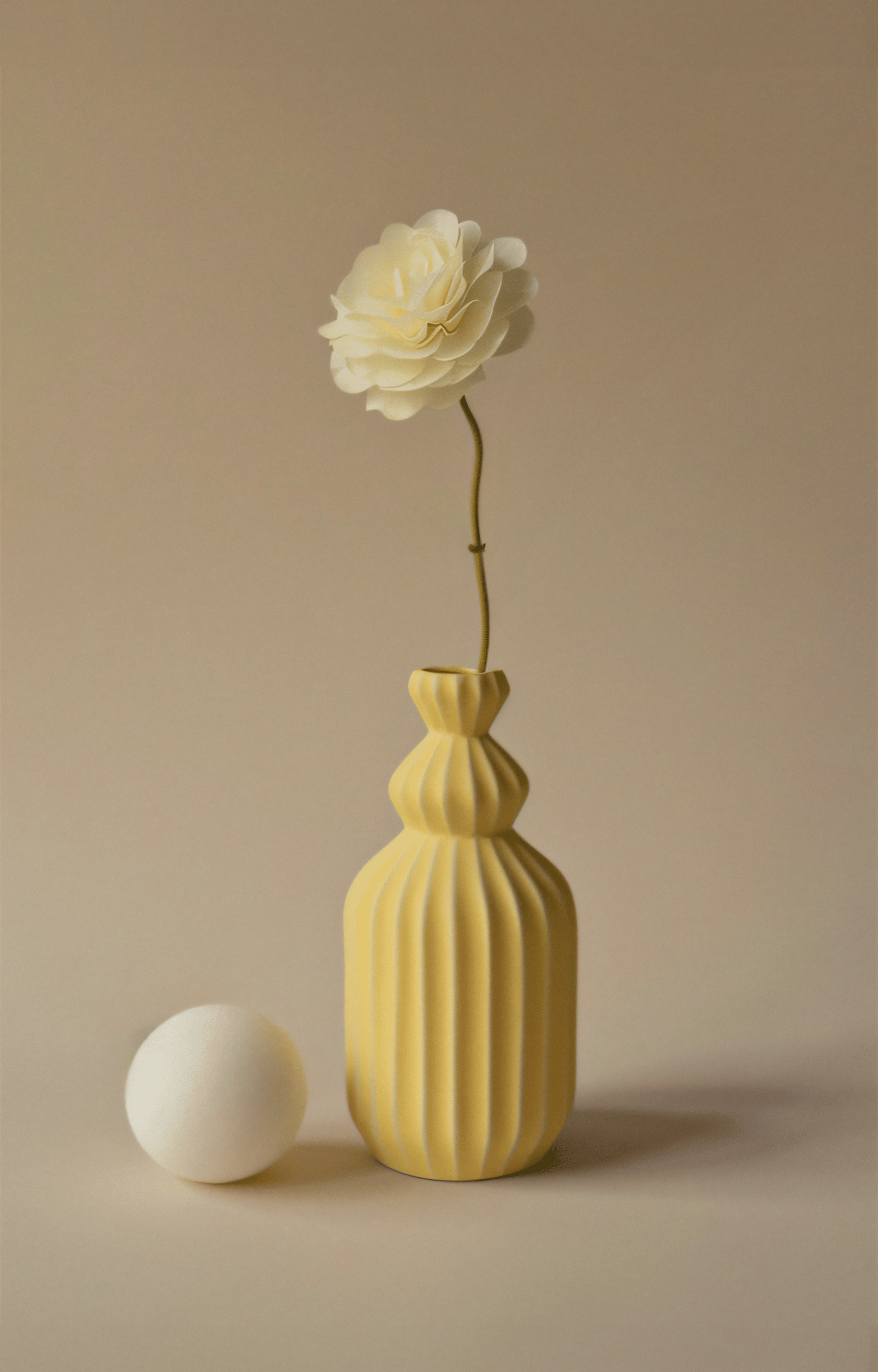 yellow geometric shaped ceramic vase