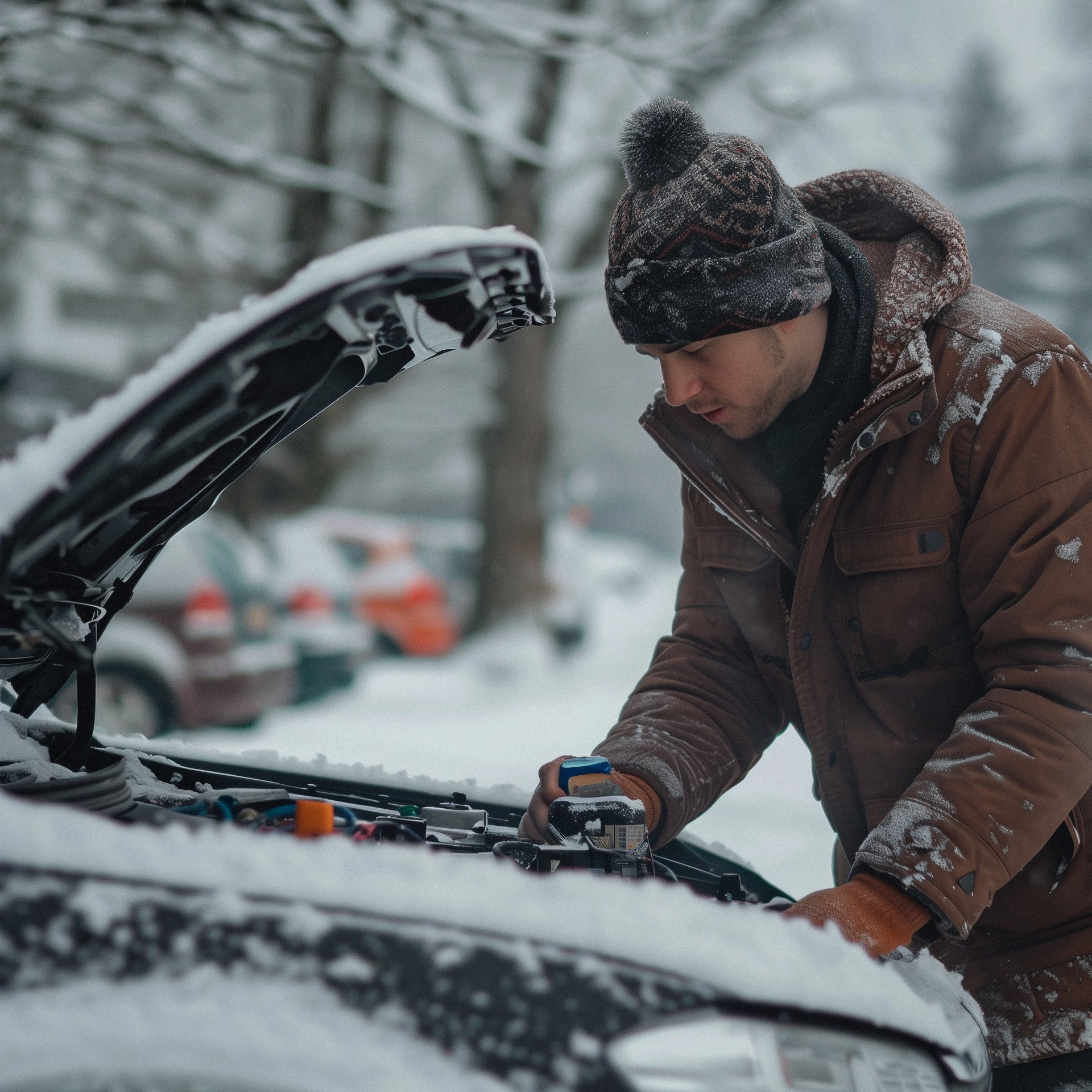 a man checking his car