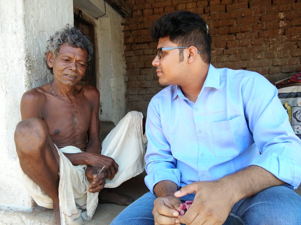 Rajat interacting with tribal