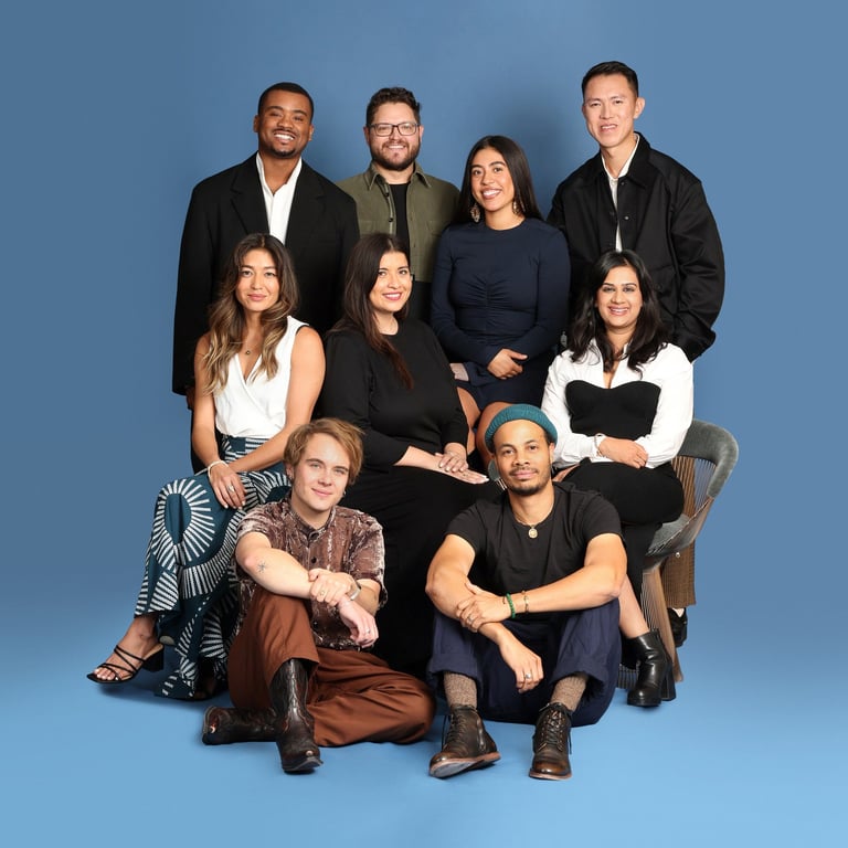 From left to right: Cheyenne Morrin, Edward Buckles Jr., Vuk Lungulov-Klotz, Maria Altamirano, Santiago Gonzalez, Aminah Nieves, Gary Gunn, Jingyi Shao and Apoorva Charan is photographed by Monica Schipper.
