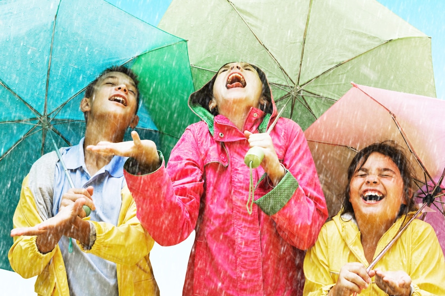 Kids in the rain
