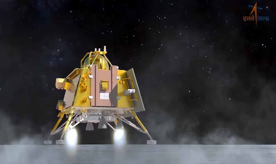 Illustration of Vikram Lander on lunar surface