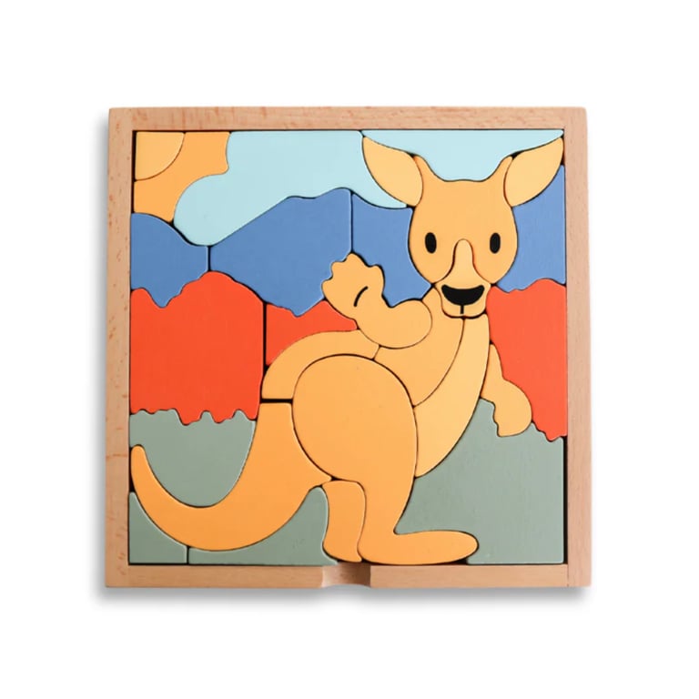 Stellavan & Papa 3-in-1 Small Block Puzzle Kangaroo - Montessori Product