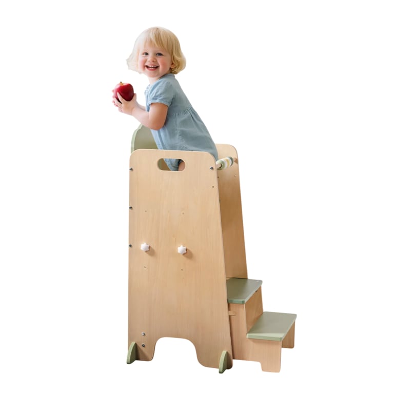 Robud Toddler Tower With Step Stool Set Green