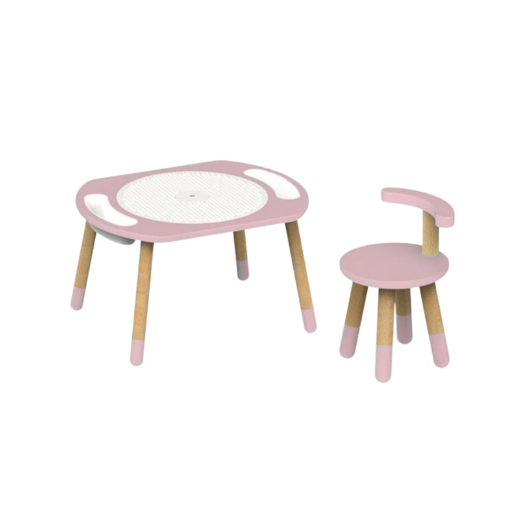 Riababy Play & Learn Activity Table Set With Adjustable Legs Dusty Pink - Montessori Product