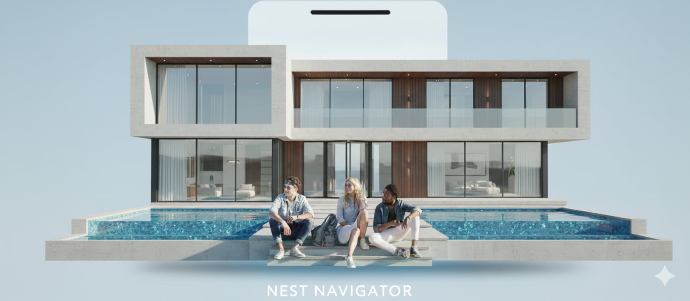 Young homeowners in front of a modern home