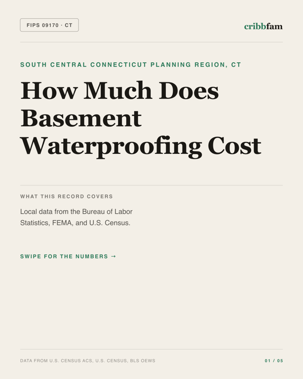 Basement Waterproofing in South Central Connecticut Planning Region, CT — regional cost snapshot