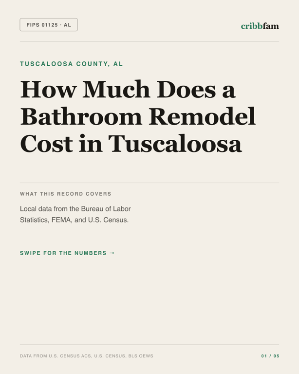 Bathroom Remodel in Tuscaloosa County, AL — regional cost snapshot