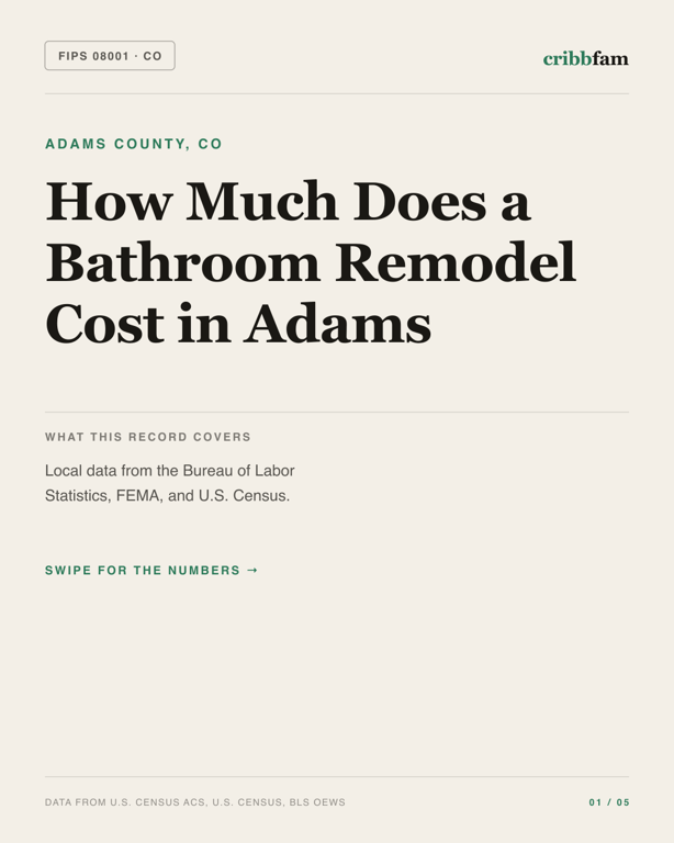 Bathroom Remodel in Adams County, CO — regional cost snapshot