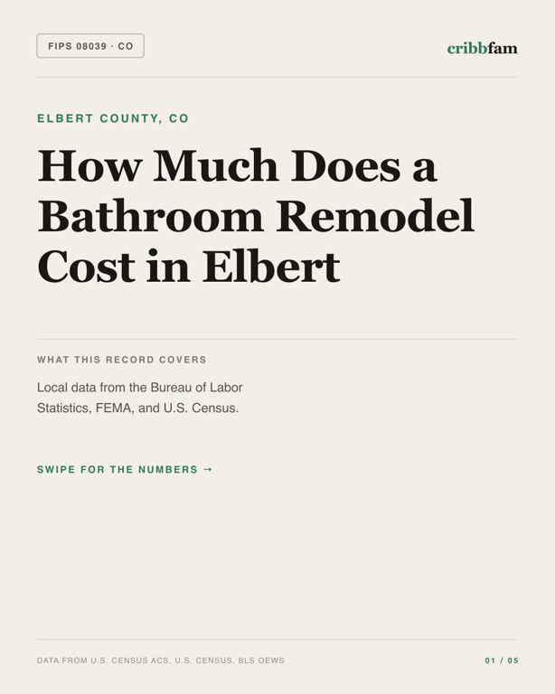 Bathroom Remodel in Elbert County, CO — regional cost snapshot