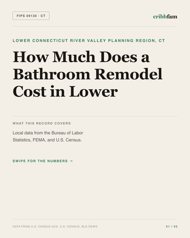 Bathroom Remodel in Lower Connecticut River Valley Planning Region, CT — regional cost snapshot