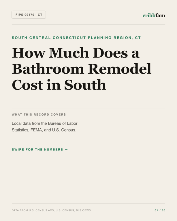 Bathroom Remodel in South Central Connecticut Planning Region, CT — regional cost snapshot