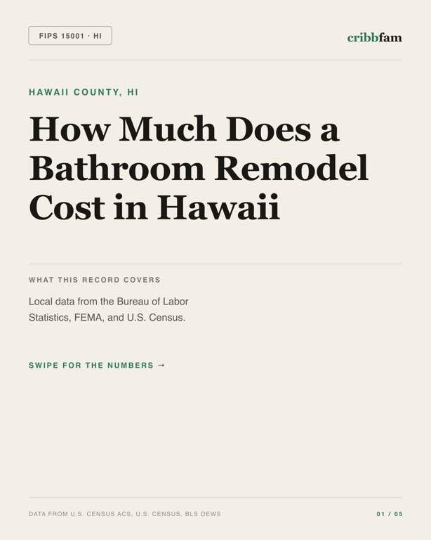 Bathroom Remodel in Hawaii County, HI — regional cost snapshot