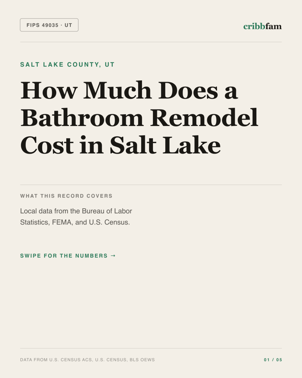 Bathroom Remodel in Salt Lake County, UT — regional cost snapshot