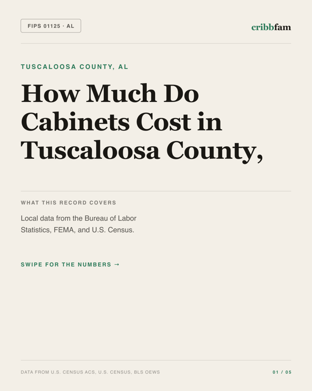 Cabinets in Tuscaloosa County, AL — regional cost snapshot