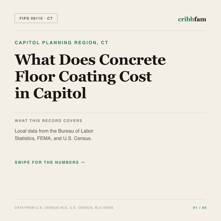 Concrete Floor Coating cost snapshot for Capitol Planning Region, CT