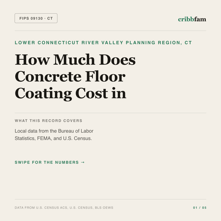 Concrete Floor Coating cost snapshot for Lower Connecticut River Valley Planning Region, CT