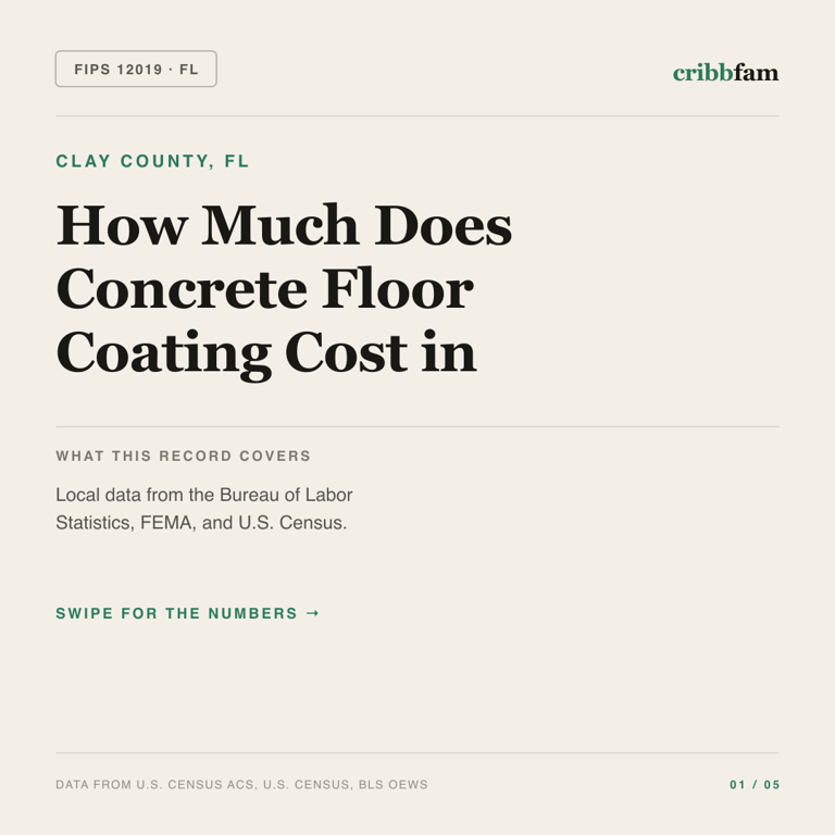 Concrete Floor Coating cost snapshot for Clay County, FL