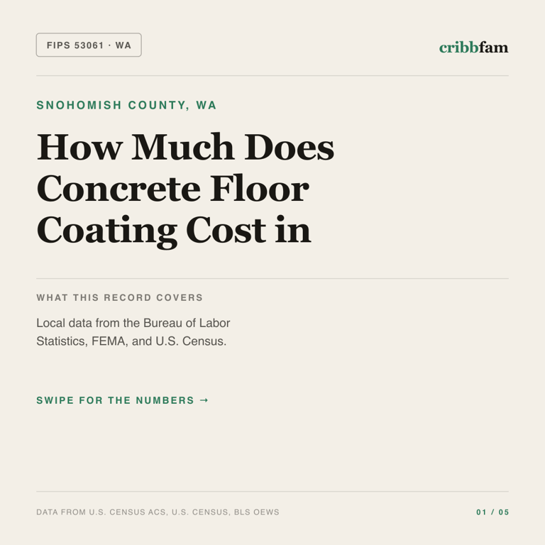 Concrete Floor Coating cost snapshot for Snohomish County, WA