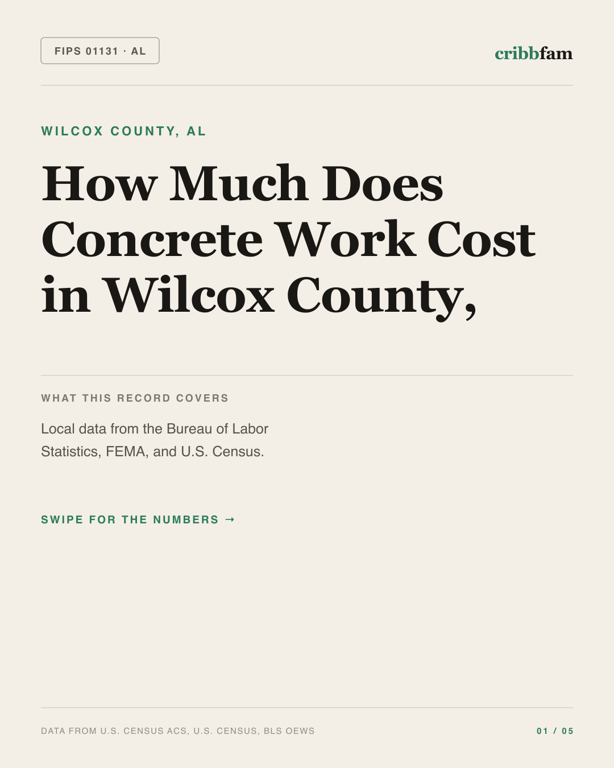 Concrete in Wilcox County, AL — regional cost snapshot