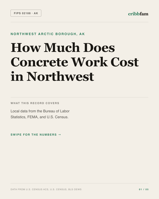 Concrete in Northwest Arctic Borough, AK — regional cost snapshot