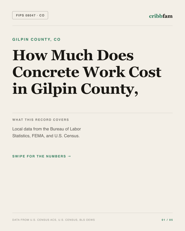 Concrete in Gilpin County, CO — regional cost snapshot
