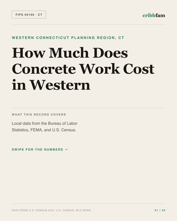 Concrete in Western Connecticut Planning Region, CT — regional cost snapshot