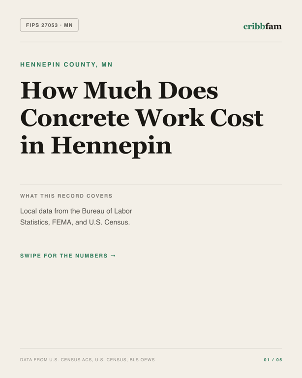 Concrete in Hennepin County, MN — regional cost snapshot