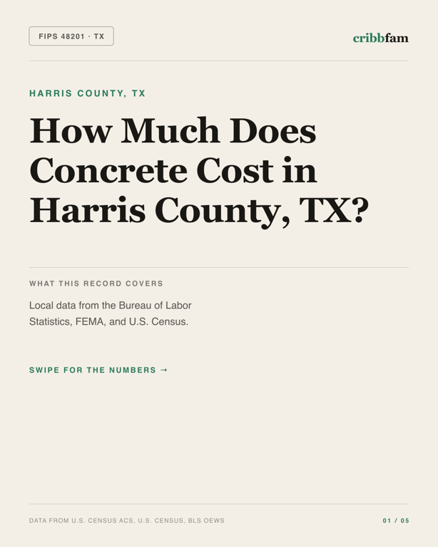 Concrete in Harris County, TX — regional cost snapshot