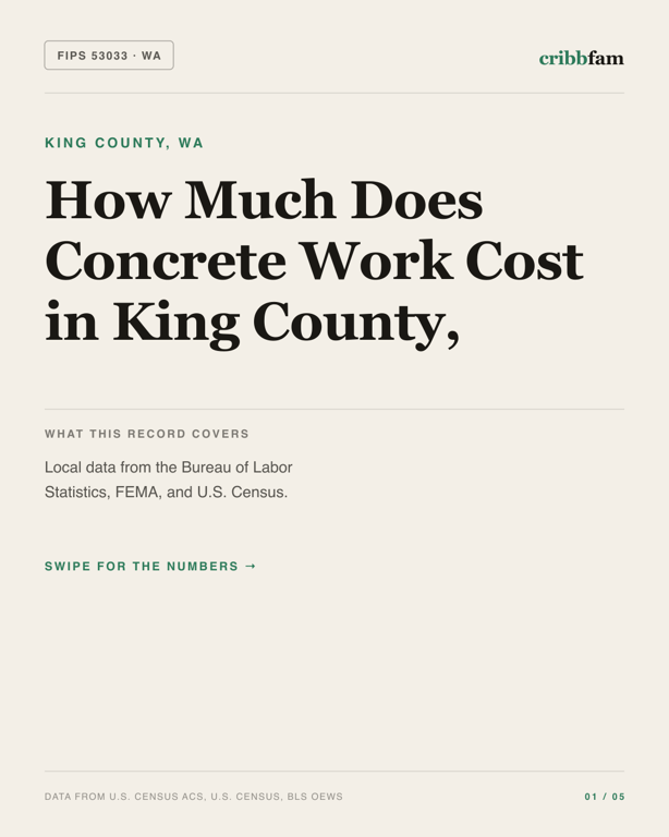 Concrete in King County, WA — regional cost snapshot