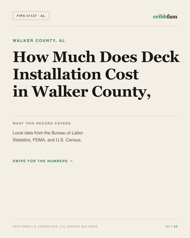 Decks in Walker County, AL — regional cost snapshot