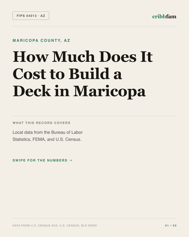 Decks in Maricopa County, AZ — regional cost snapshot